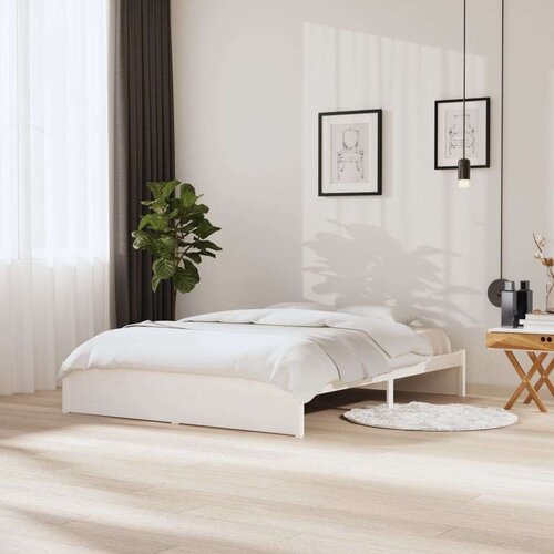  Posteljni okvir bel iz trdnega lesa 160x200 cm, (20643084) Slike