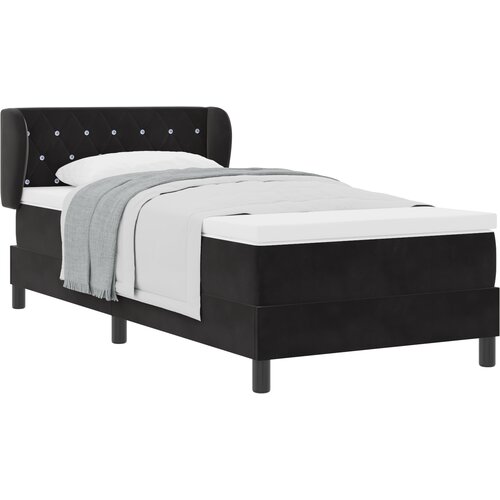 vidaXL Postelja s vzmetnico Črna 100x200 cm Žamet Cene