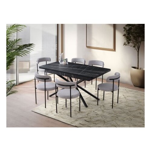 Hanah home Falcon - 2962 BlackWhite Extendable Dining Table Cene