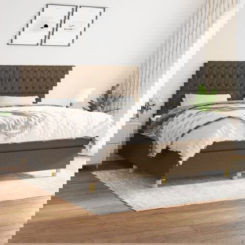  The Living Store Box spring postelja z vzmetnico temno rjava 180x200 cm blago - Box Spring Postelja, (21516033) Cene