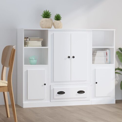 The Living Store Visoke omare 3 kosi bel inženirski les - Visoka Omarica, (21429062) Slike