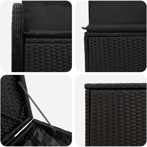  Set sofe 7 kom. Crna 124 x 62 x 69 cm Poli Rattan i čelik Slike
