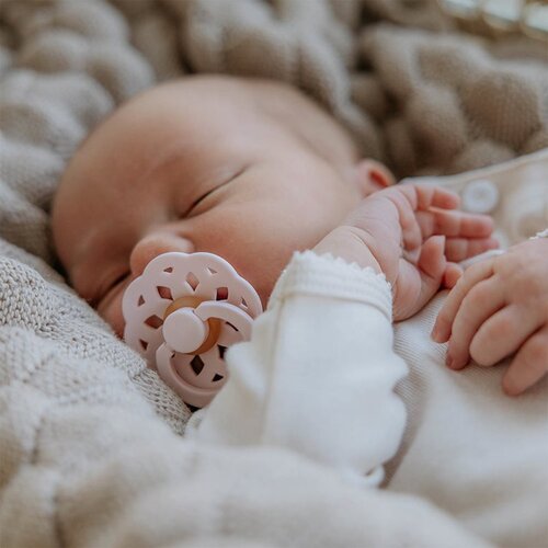 Bibs Boheme Natural Rubber Size 1: 0+ months duda Blossom / Dusky Lilac 2 kos Slike