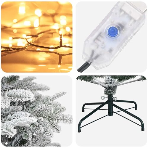  Umjetno božićno drvce s nogom 150 cm 150 LED lampica - Bijela 150 cm s LED svjetlima Slike
