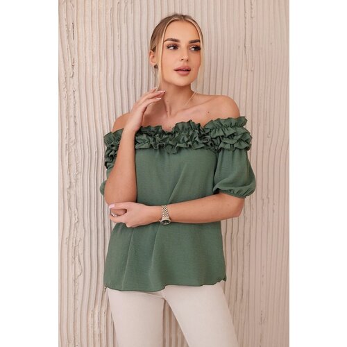 Kesi Spanish blouse with a small khaki ruffle Cene