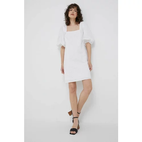 Tommy Hilfiger Pamučna haljina boja: bijela, mini, ravna