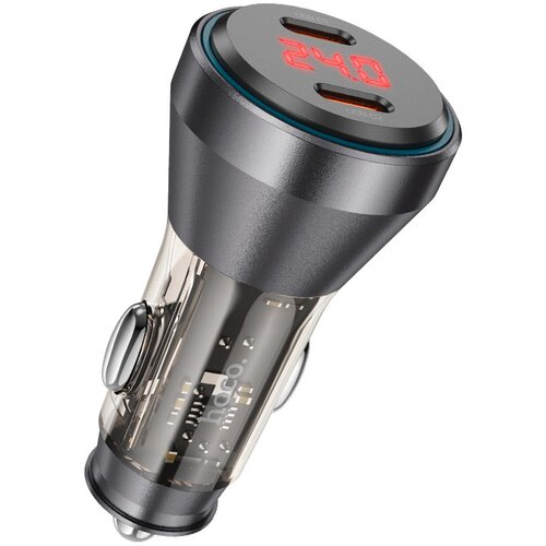  HOCO auto punjac NZ12C 2 x Type C sa digitalnim displejem + kabl Type C na Lightning PD QC3.0 3A 60W providno crni Slike