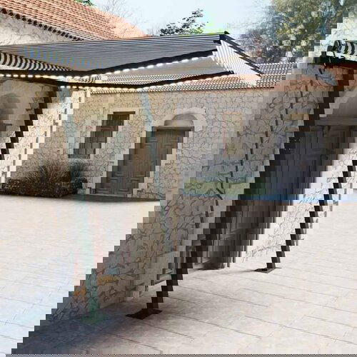 vidaXL ročno zložljiva tenda z led lučkami 3x2,5 m modra in bela Cene