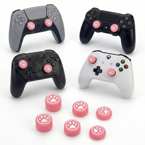 Mačje tačke 6 silikonskih kapic roza-bele barve za PS5 & PS4 & XBOX & Switch Pro Cene