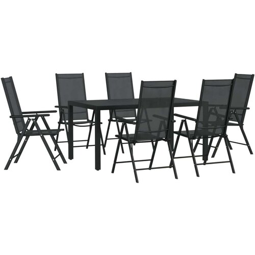 VidaXL 7-dijelni vrtni blagovaonski set crni aluminijski Slike