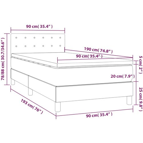  Krevet s oprugama i madracem plavi 90 x 190 cm od tkanine Slike