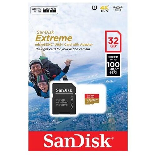 San Disk MEM MICROSD 32GB Extreme + adapter (SDSQXAF-032G-GN6AA) Cene