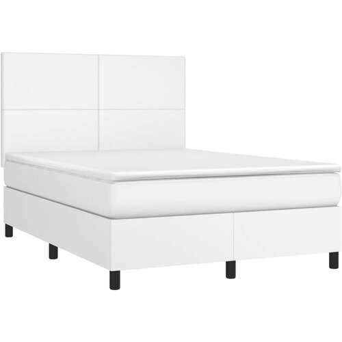  Krevet box spring s madracem LED bijeli 140x200 cm umjetna koža Slike