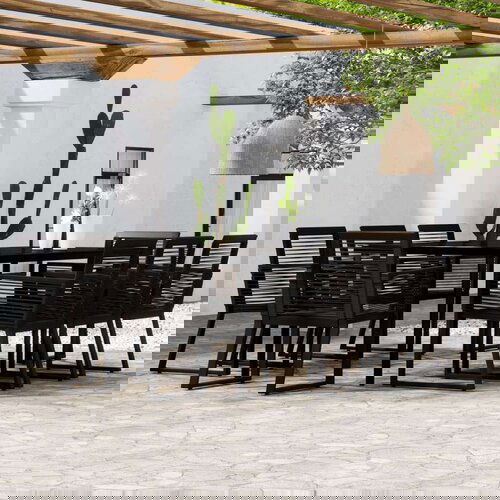  9-dijelni vrtni blagovaonski set crni Cijene