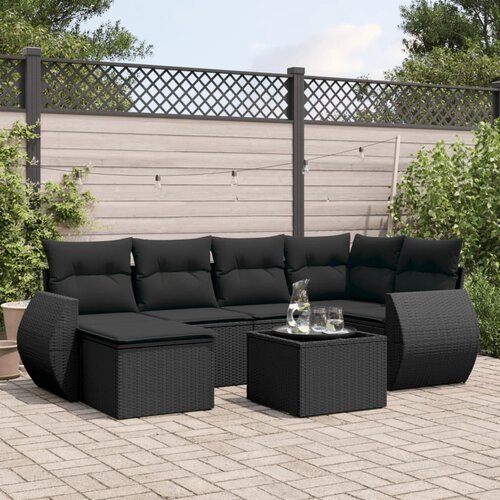  7-dijelni set vrtnih sofa od poliratana s jastucima crni Cijene