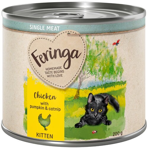 Feringa Single Meat Kitten 6 x 200 g - Pi&amp;scaron;čanec z bučo in mačjo meto Slike