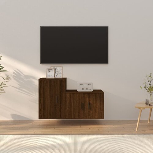 VidaXL 2-dijelni set TV ormarića boja smeđeg hrasta konstruirano drvo Slike
