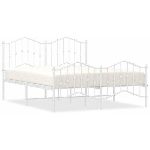  Metalni okvir kreveta uzglavlje i podnožje bijeli 135 x 190 cm Slike