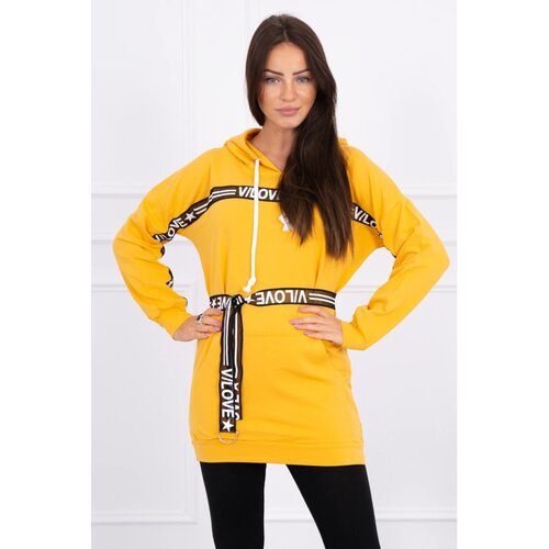 Kesi Dress decorated with tape with inscriptions mustard Cene