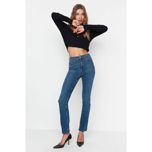 Trendyol Blue Shaping Effect High Waist Slim Flare Jeans Cene
