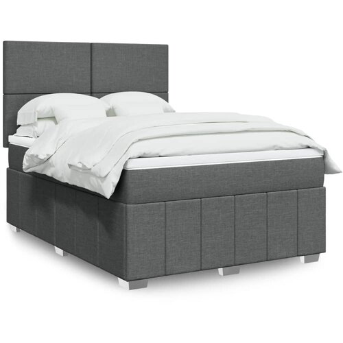 vidaXL Box spring postelja z vzmetnico temno siva 160x200 cm blago Cene