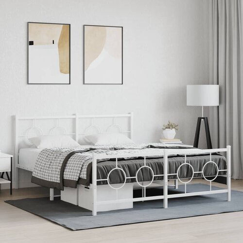 Furnova Kovinski posteljni okvir z vzglavjem in vznožjem bel 150x200 cm, (21942296) Slike