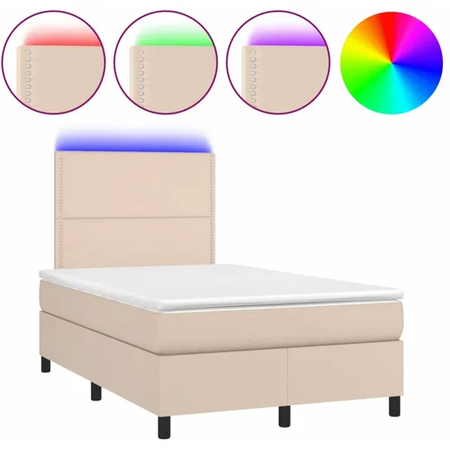 vidaXL Box spring postelja z vzmetnico LED kapučino 120x190 cm, (21111888)