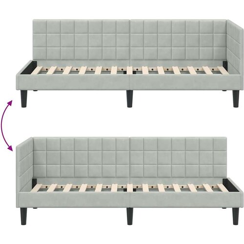 VidaXL kutni okvir kreveta s uzglavljem svjetlosiva 80 x 200 cm bar&amp;scaron;un Slike