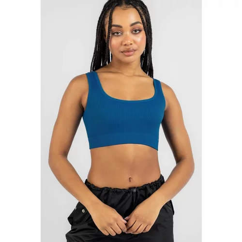 Madmext Sax-Handed Basic Crop Top Blouse