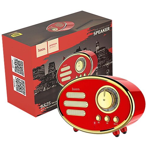 hoco. Zvučnik bežični, Bluetooth,retro, 1200 mAh, 5 h, 5 W, crvena &ndash; BS25 Time, Bluetooth, retro, red Cijene