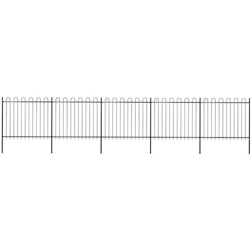  Vrtna ograda s obručem na vrhu Čelik 892,5 x 150 cm Crna Cene