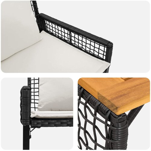  Set vanjskog namje&amp;scaron;taja s jastukom 4 pcs Crna i krem-bijela Slike