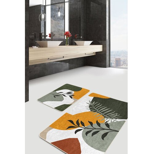 Mila Home Zelene žametne kopalni&amp;scaron;ke preproge v kompletu 2 ks 60x100 cm Illustrated Autumn &amp;ndash; Slike