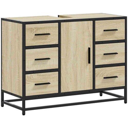 VidaXL Kupaonski ormarić za umivaonik boja hrasta 80x33x60 cm drveni Slike