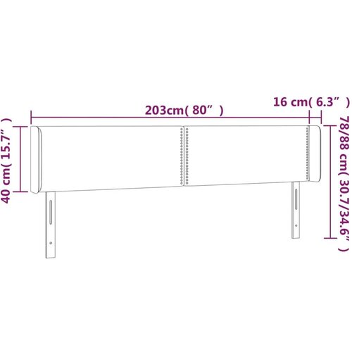  Uzglavlje svjetlosivo 203x16x78/88 cm od tkanine Slike