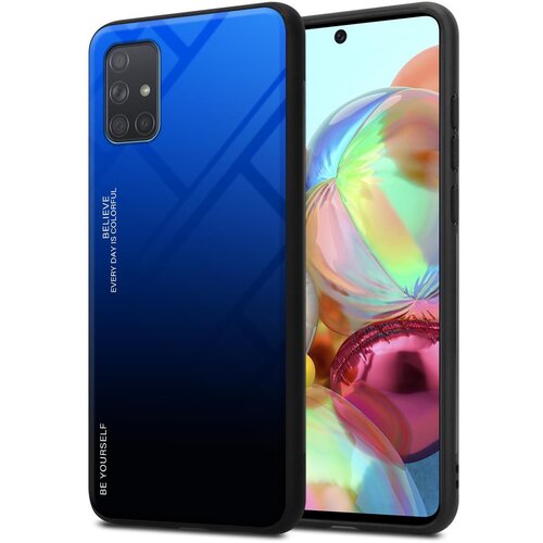 Cadorabo Ohi&scaron;je, združljiv s Samsungom v modri barvi - črni - dvobarvni za&scaron;čitni pokrov iz silikona TPU in hrbta iz kaljenega stekla, (20575821) Cene