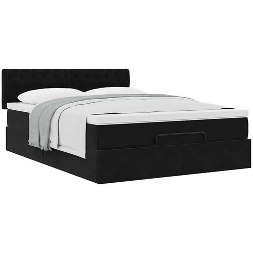 VidaXL otomanski krevet s madracem crni 140x190cm bar&amp;scaron;unasti Slike