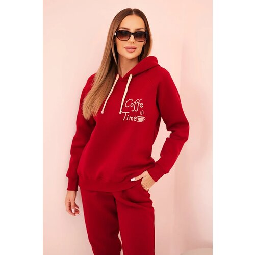 Polski Women's cotton insulated set with print burgundy Cijene