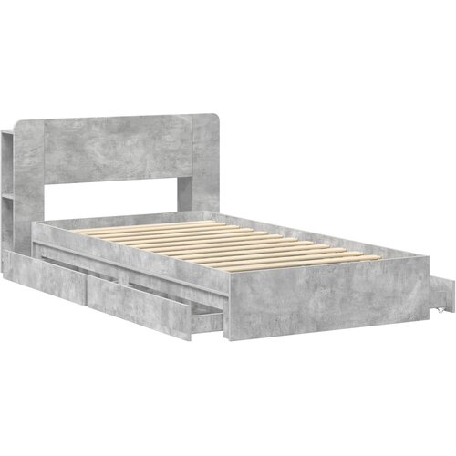  Okvir kreveta s pohranom s ladicama Betonska siva 90 x 190 cm Slike