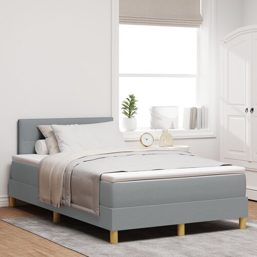 VidaXL Krevet s kutijom s madracem Svjetlosiv 120x190 cm Tkanina Slike