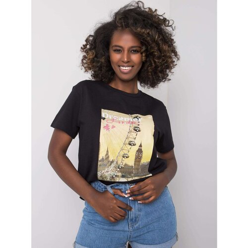 Fashion Hunters Black women&amp;#039;s t-shirt with jewelry applications Slike