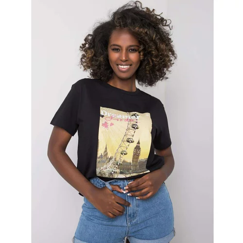 Fashion Hunters Black women's t-shirt with jewelry applications