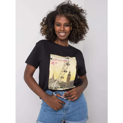 Fashionhunters Black women's t-shirt with jewelry applications
