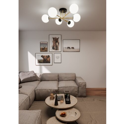  Luster na &amp;scaron;ipci MAGNUM 6xE14/10W/230V bela/zlatna/crna Slike