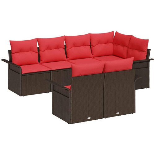 vidaXL Vrtna sedežna garnitura z blazino 7 pcs Rjava poli ratan, (5000145861) Cene