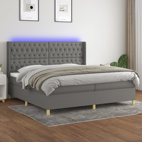  box spring s madracem LED tamnosivi 200x200 cm tkanina Cijene