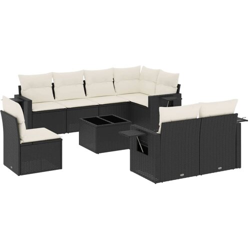  9-dijelni set vrtnih sofa s jastucima crni od poliratana Crna 85 x 62 x 69 cm Slike