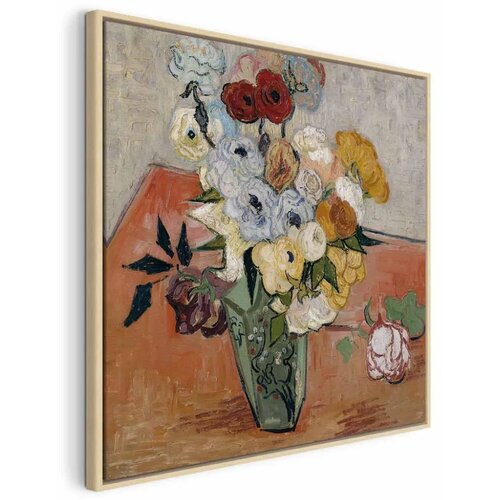  Slika - Vincent Van Gogh &ndash; Stilllife with Japanese vase  roses and anemones 80x80 U prirodnom drvenom okviru Cijene