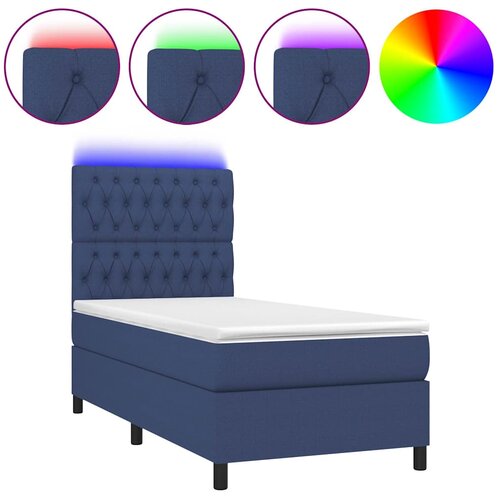  box spring s madracem LED plavi 80 x 200 cm od tkanine Slike