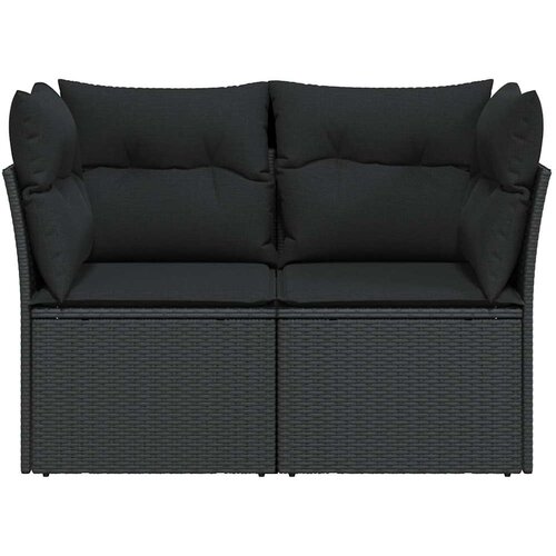  Vrtna sofa s jastucima za 2 osobe, crna, poli ratan Slike